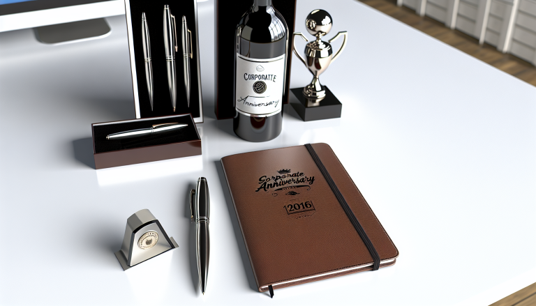 Geschenke zum Firmenjubiläum - elegante Bürogeschenke auf einem Schreibtisch